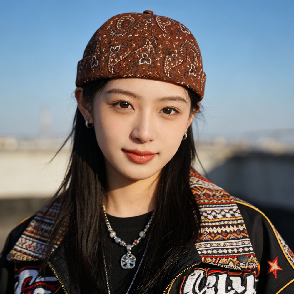 Go Ethnic Fashion - レトロペイズリー柄ヤピグアピ帽子女性エスニックスタイルファッショナブルな家主帽子男性つばなしドームセーラーハット多用途アクセサリー