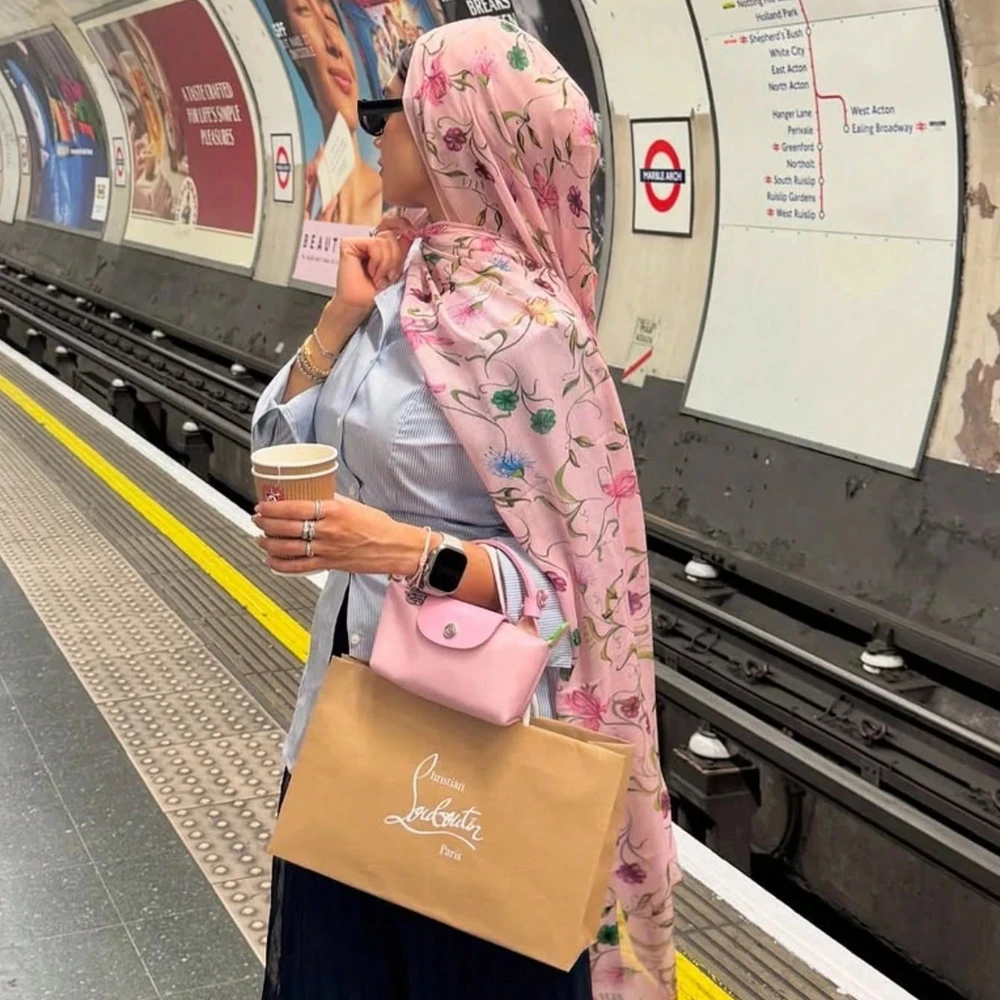 レディース ボヘミアン風 花柄 水彩画風 ヒジャブ ラマダン - Go Ethnic Fashion のレビューと価格