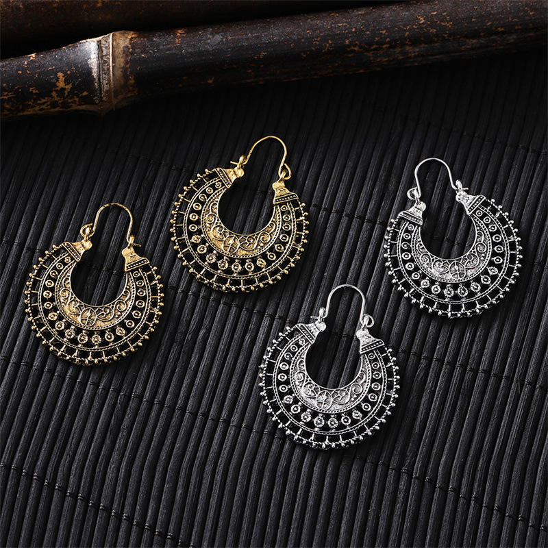 DIY アクセサリー新しいボヘミアン中空彫刻イヤリングファッ - New Ethnic Fashion のレビューと価格
