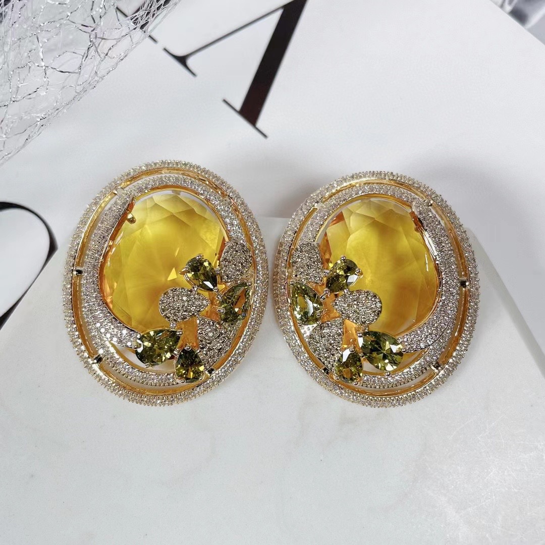 SENYU 高級ビッグエッグ CZ スタッドピアス超大型卵形 - Ethnic Fashion India のレビューと価格