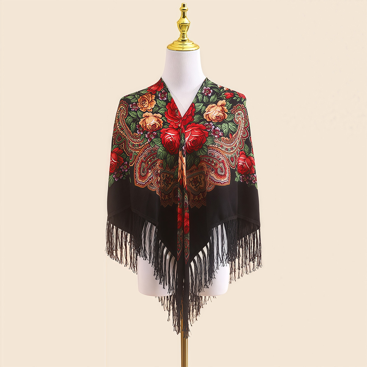 110cm ロシア民族風ショール 女性用、クラシックな正方形 - Go Ethnic Fashion のレビューと価格