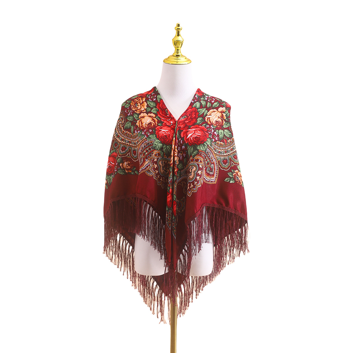 110cm ロシア民族風ショール 女性用、クラシックな正方形 - Go Ethnic Fashion のレビューと価格